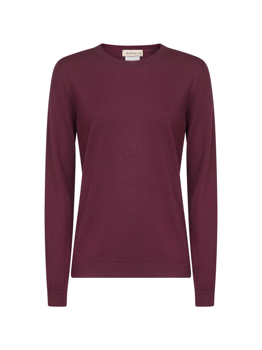 Burgundy lightweight virgin wool crewneck sweater