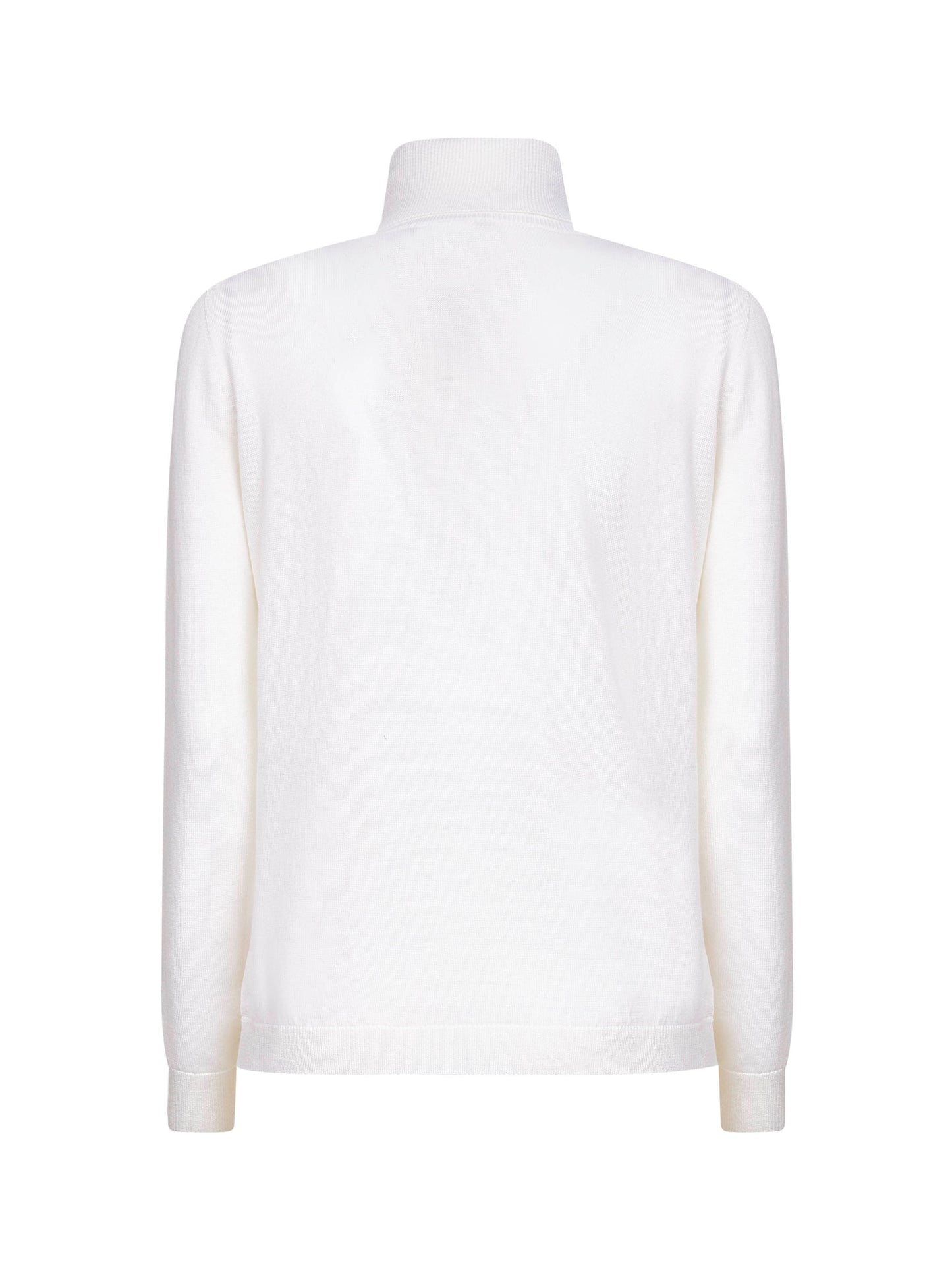 White lightweight virgin wool knit turtleneck sweater