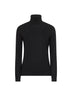 Black lightweight virgin wool knit turtleneck sweater