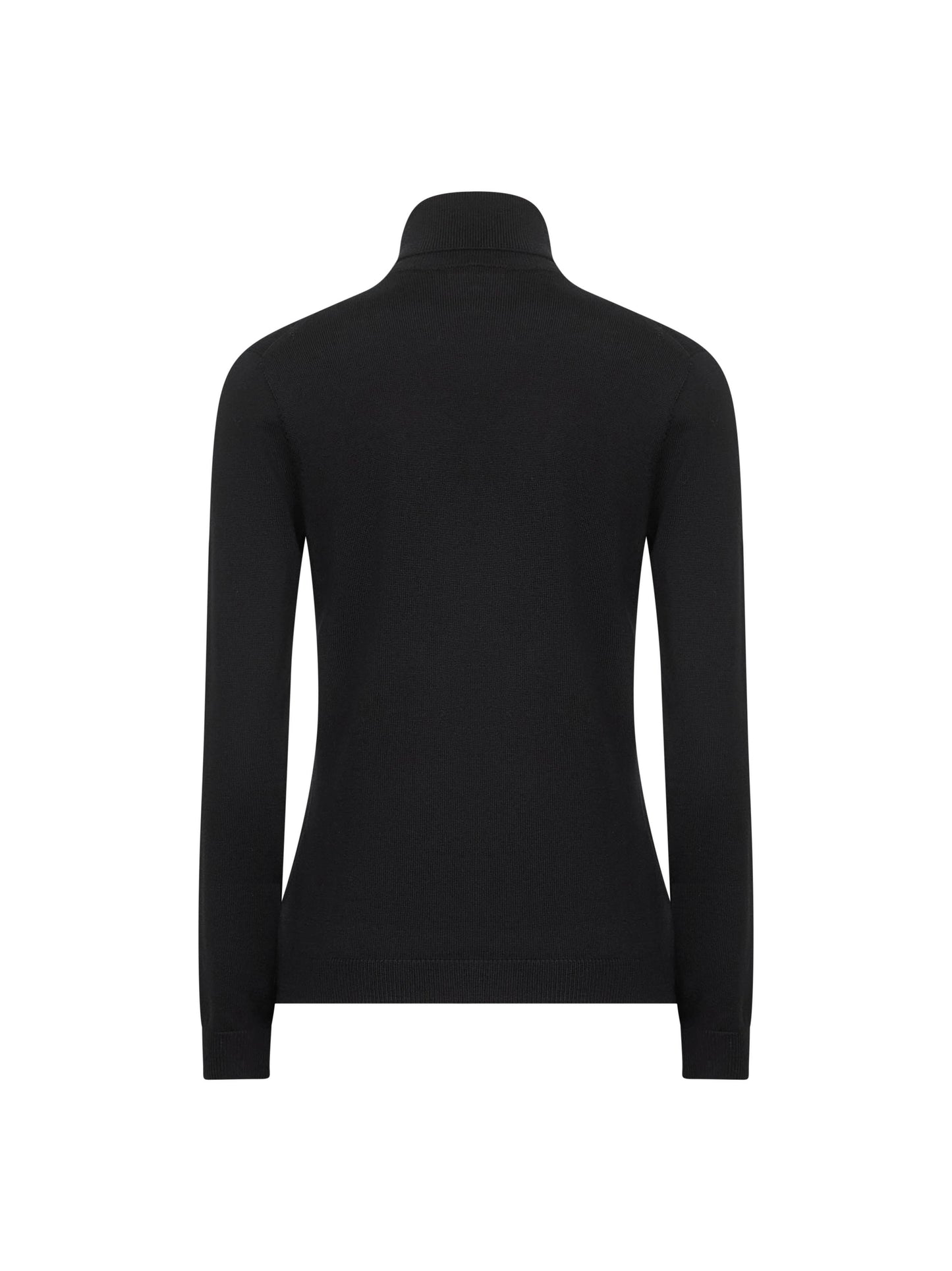 Black lightweight virgin wool knit turtleneck sweater