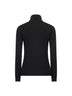 Black lightweight virgin wool knit turtleneck sweater