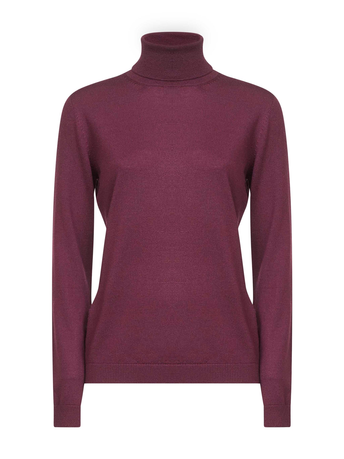 Burgundy lightweight virgin wool knit turtleneck sweater