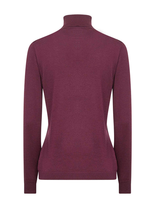Burgundy lightweight virgin wool knit turtleneck sweater