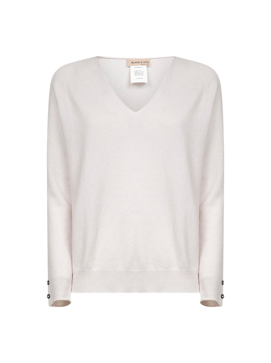Grey knit V-neck sweater