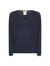 Blue knit V-neck sweater