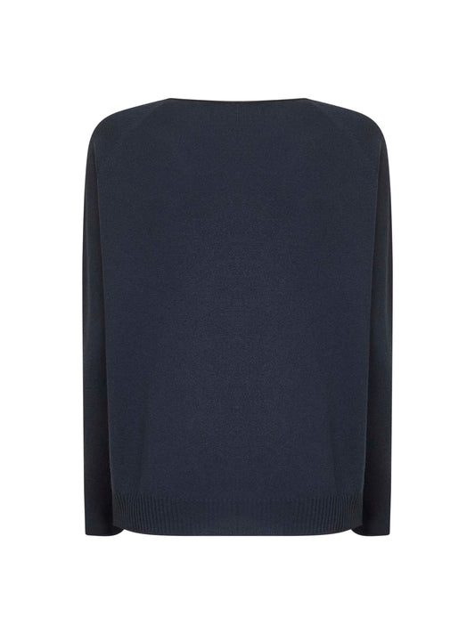 Blue knit V-neck sweater