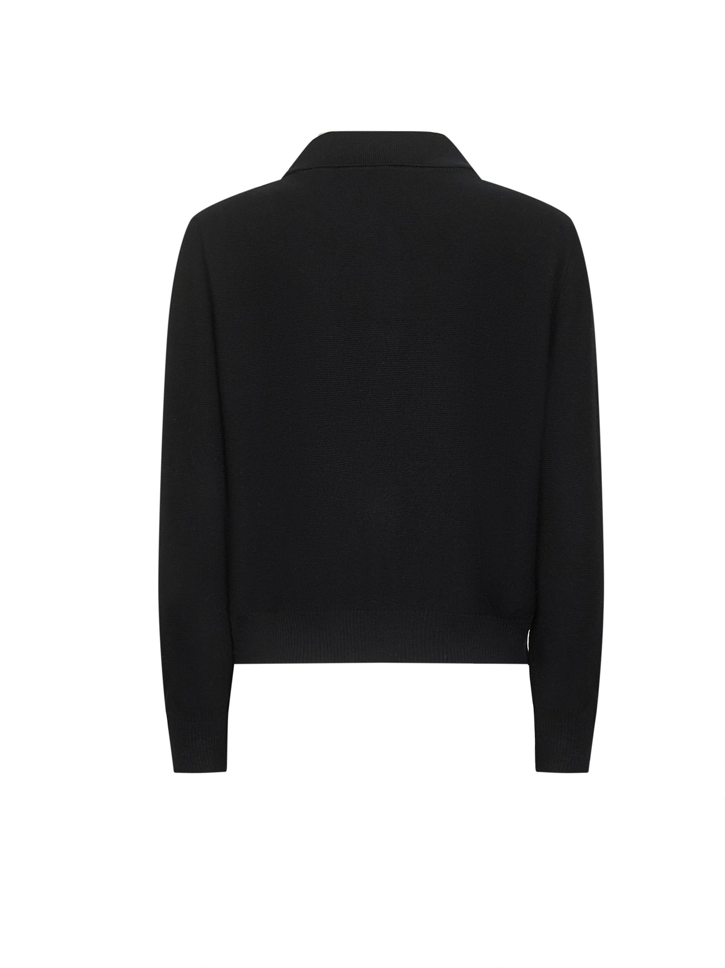Black virgin wool knit cardigan