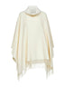 White wool and cashmere poncho