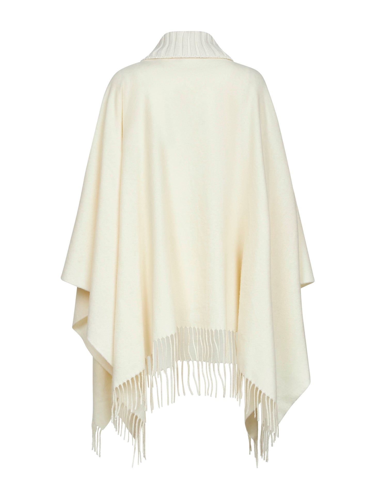 White wool and cashmere poncho