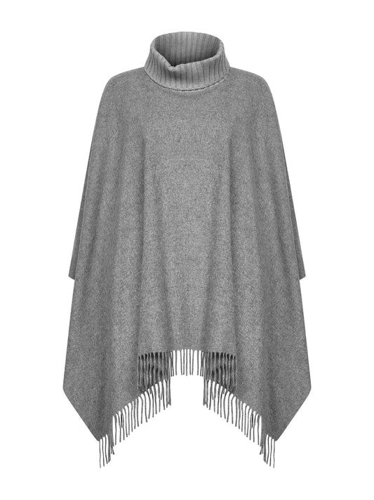 Grey wool and cashmere poncho