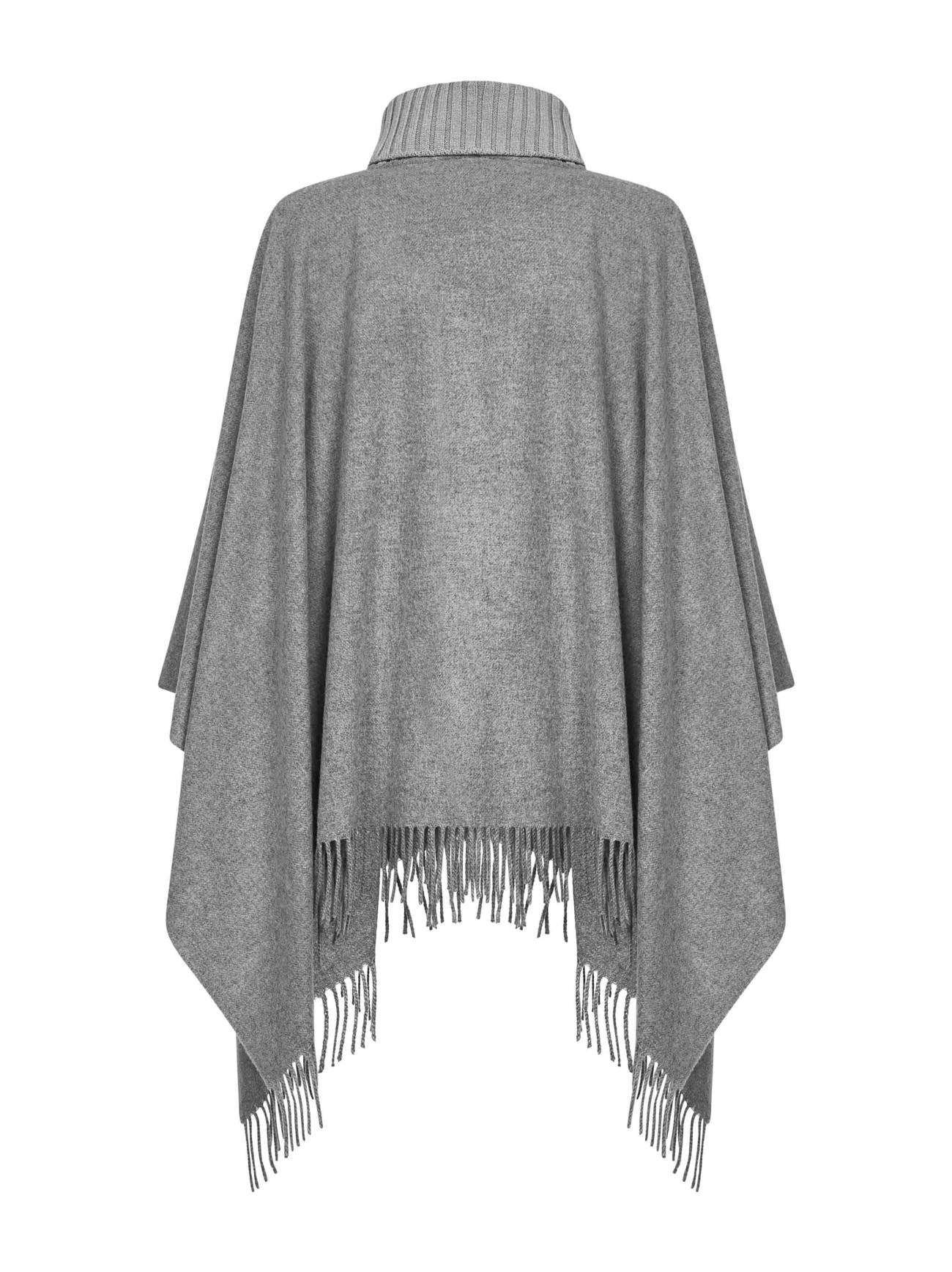 Grey wool and cashmere poncho