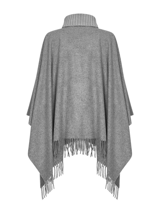 Grey wool and cashmere poncho