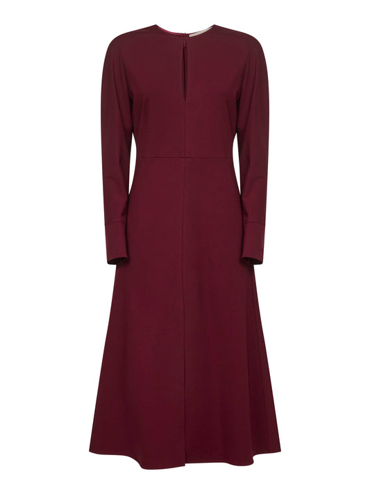 Burgundy stretch cady Aderia midi dress