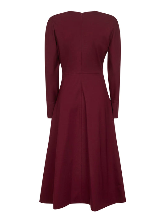 Burgundy stretch cady Aderia midi dress