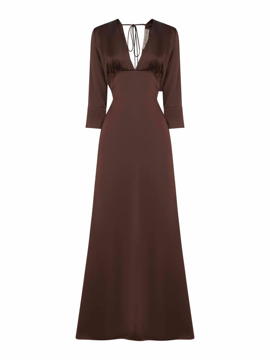Coffee satin Albox long dress