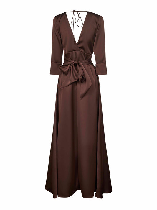 Coffee satin Albox long dress