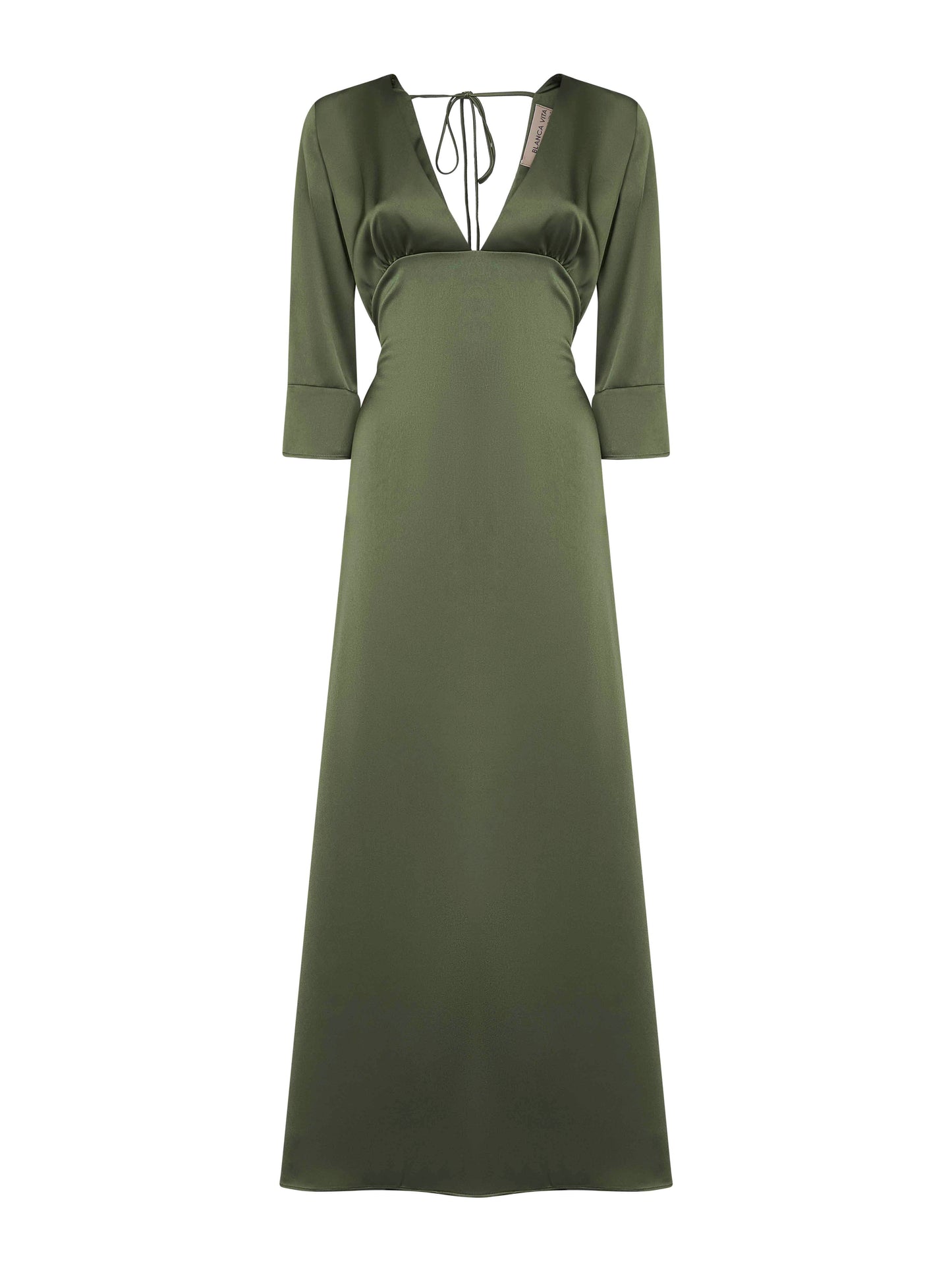 Green satin Albox long dress
