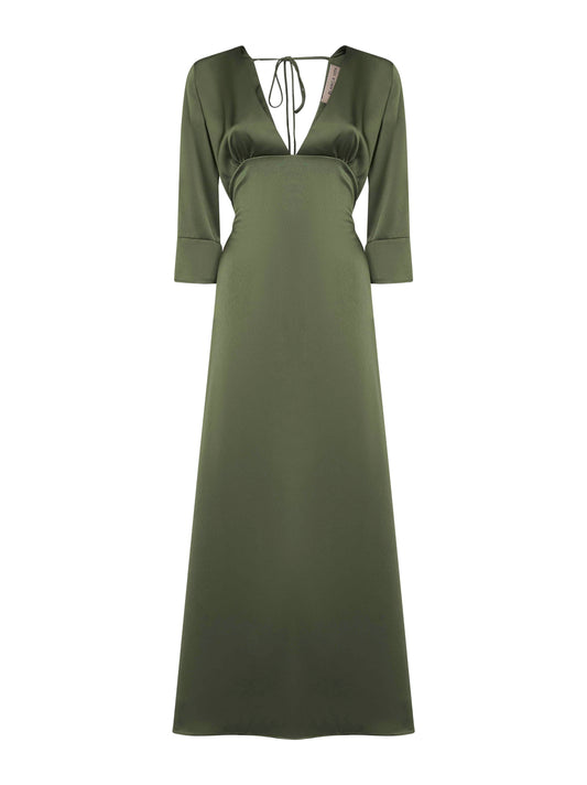 Green satin Albox long dress