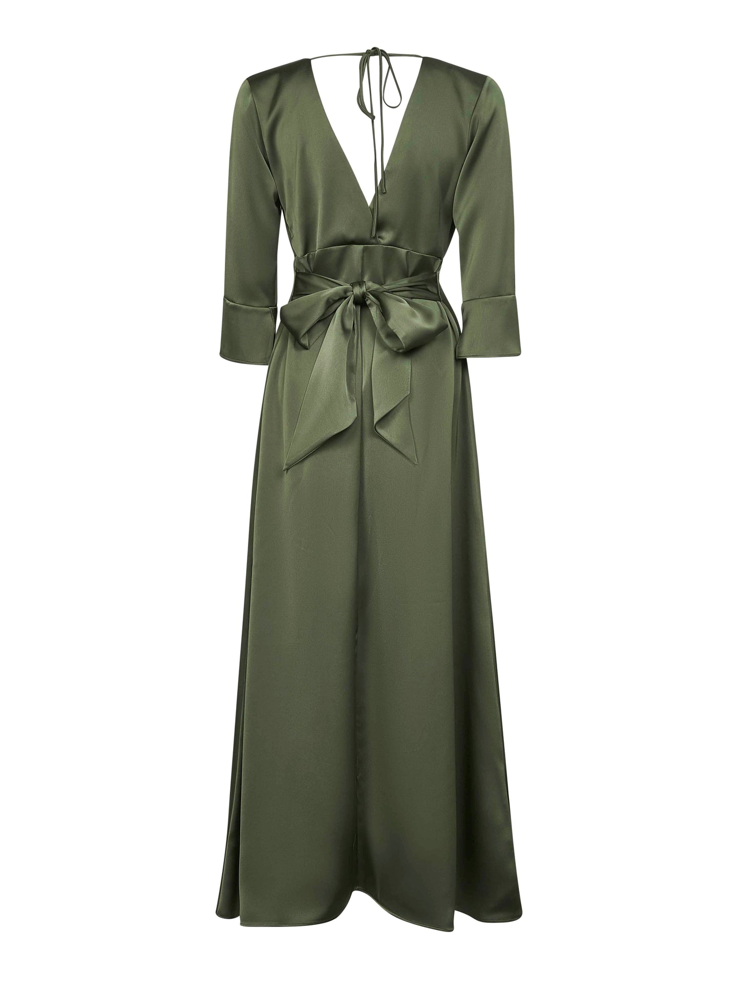 Green satin Albox long dress