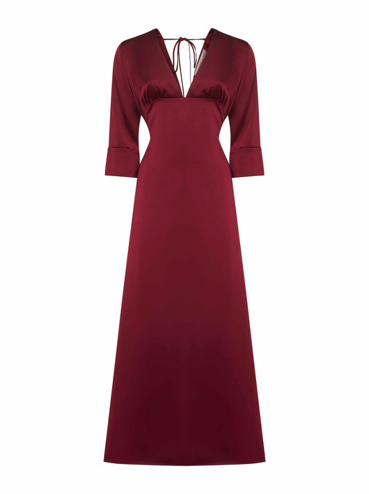 Burgundy satin Albox long dress