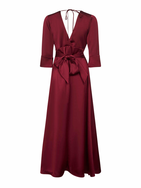 Burgundy satin Albox long dress