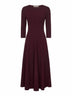 Burgundy stretch jersey Asia flared midi dress