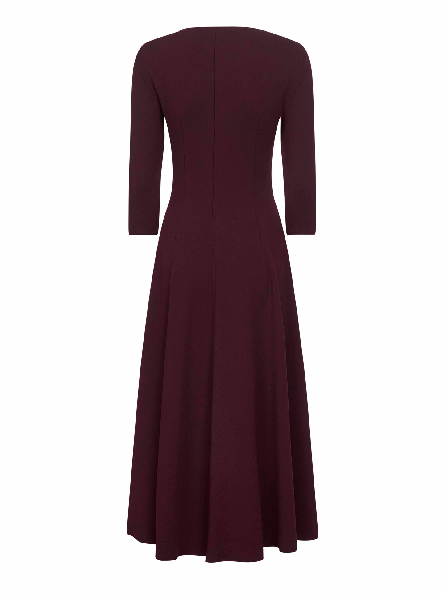 Burgundy stretch jersey Asia flared midi dress