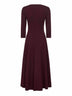 Burgundy stretch jersey Asia flared midi dress