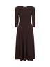 Coffee stretch jersey Asia flared midi dress