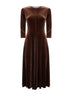Abito midi Asia in velluto stretch marrone