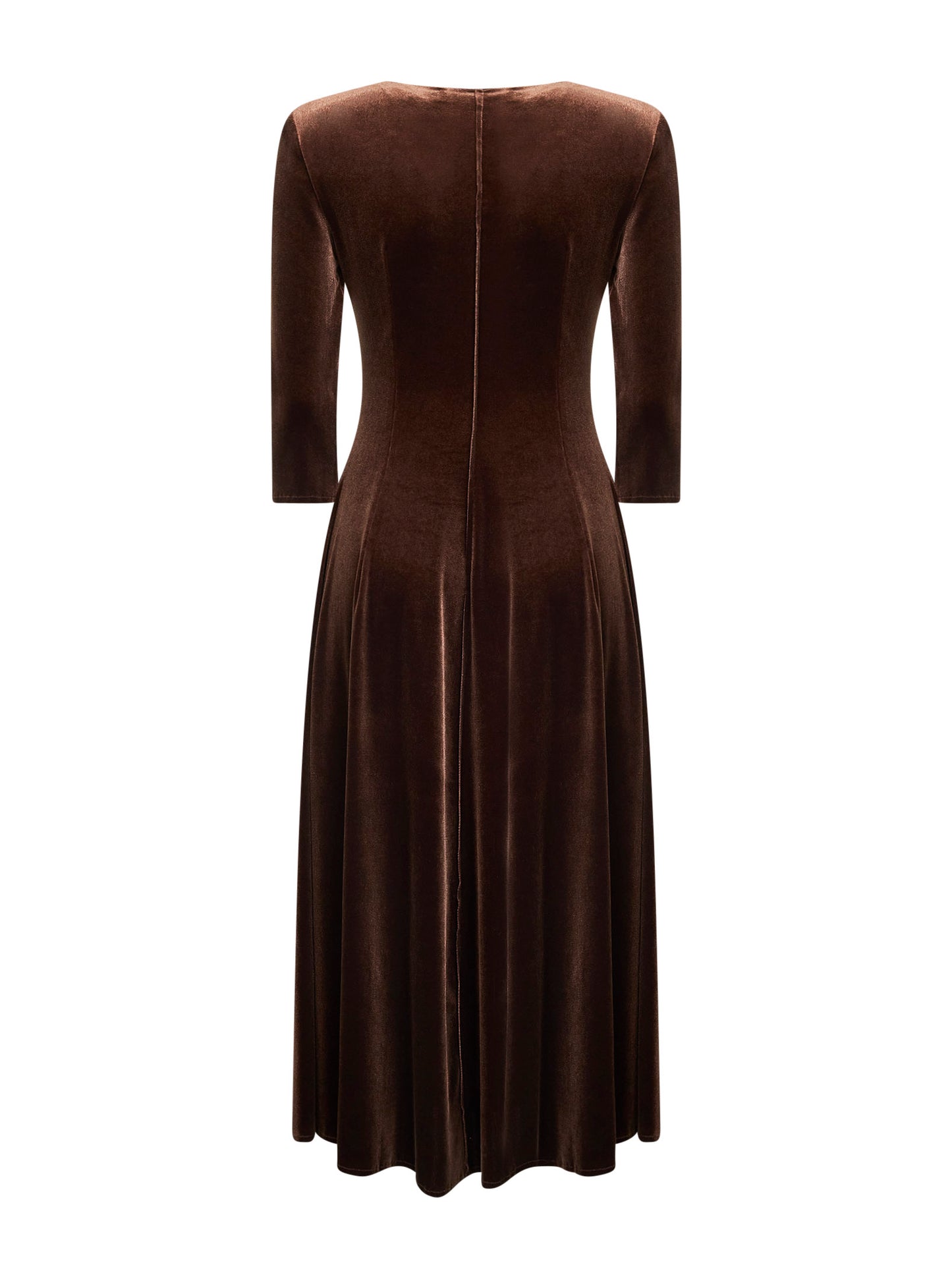 Abito midi Asia in velluto stretch marrone