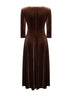 Abito midi Asia in velluto stretch marrone