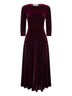 Abito midi Asia in velluto stretch bordeaux