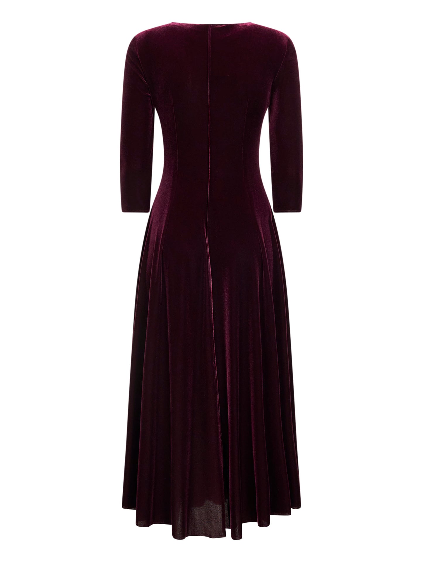 Abito midi Asia in velluto stretch bordeaux