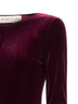 Abito midi Asia in velluto stretch bordeaux