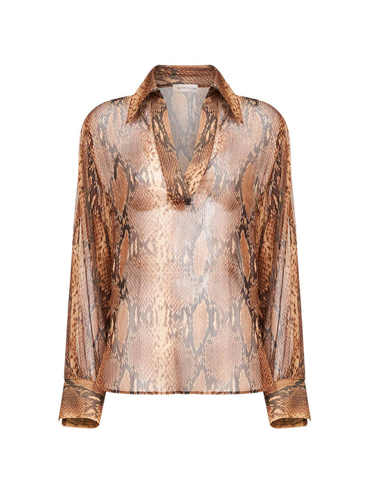 Blusa Bomia in georgette stampa pitone marrone