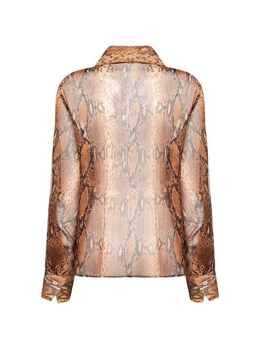 Blusa Bomia in georgette stampa pitone marrone