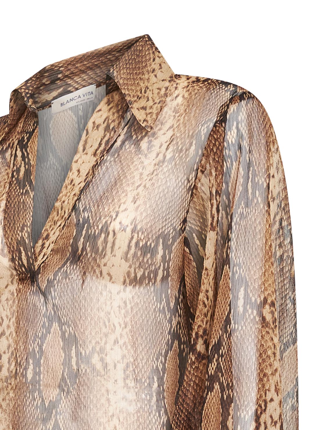 Brown python print georgette Bomia blouse – Daniello.com