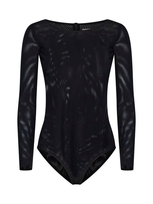 Black stretch tulle Brovallia bodysuit