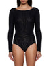 Black stretch tulle Brovallia bodysuit