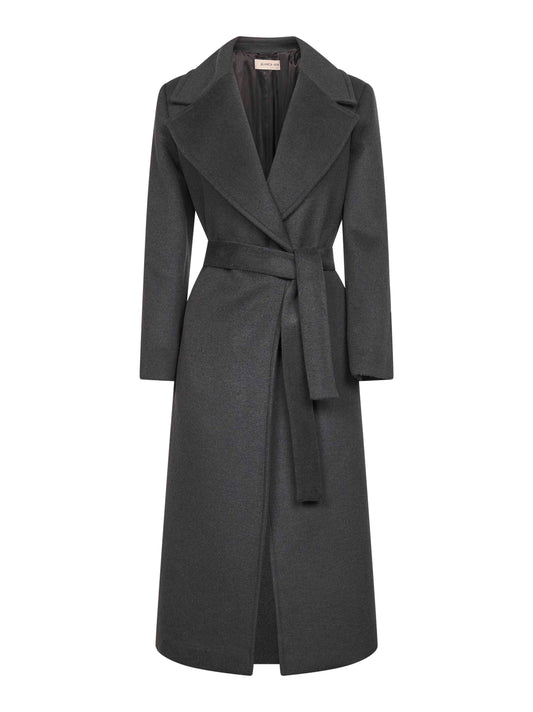 Anthracite wool blend Calistea wrap coat