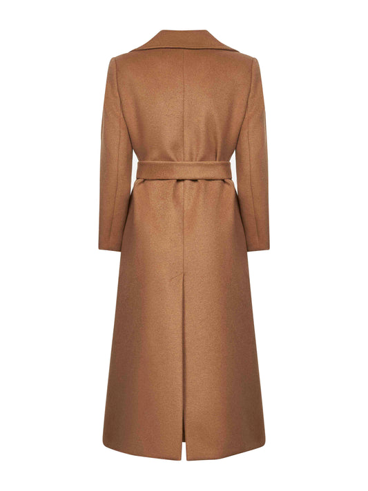 Cappotto a vestaglia Calistea in misto lana cammello