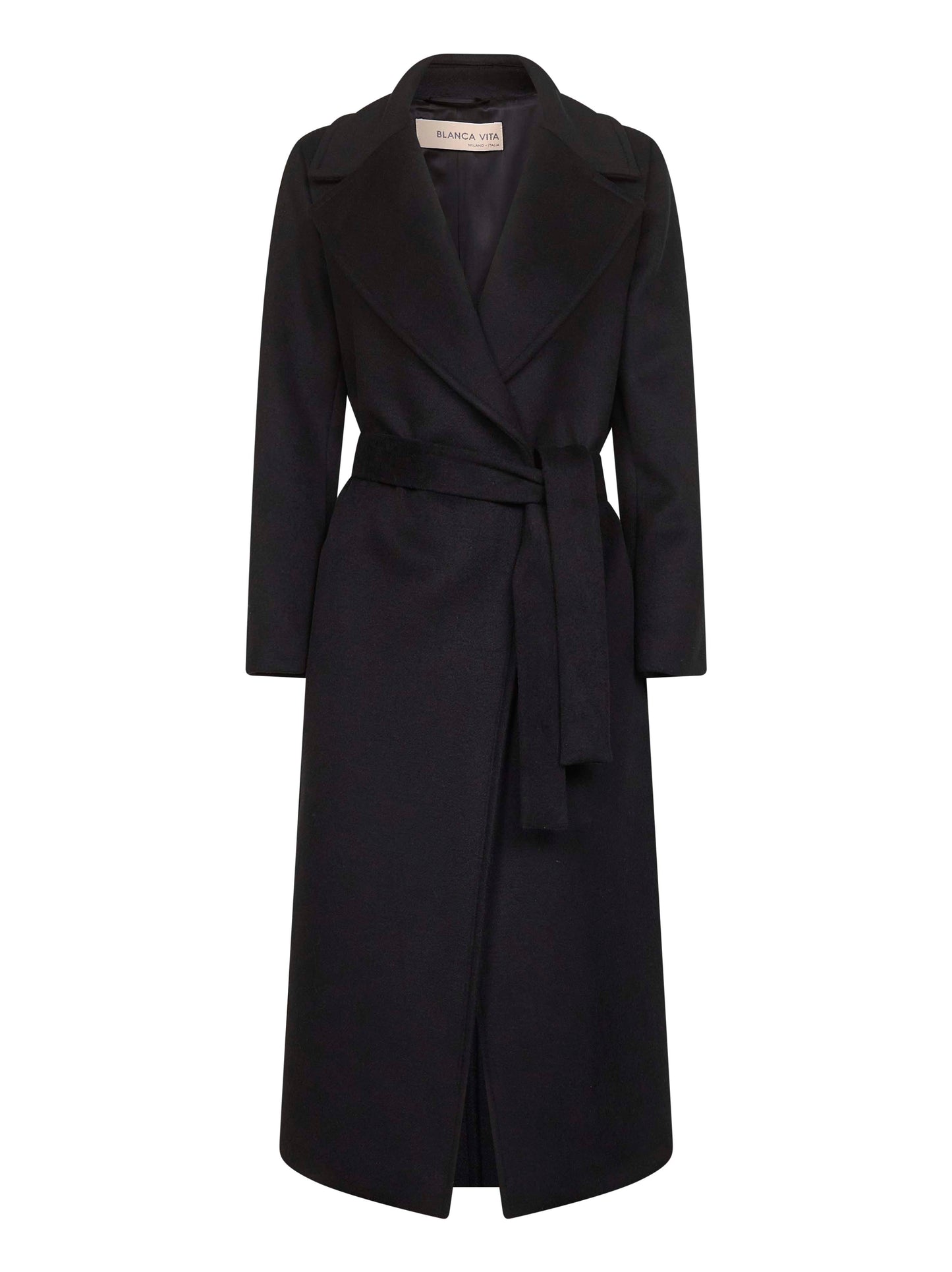 Cappotto a vestaglia Calistea in misto lana onice