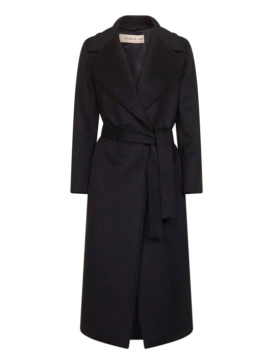 Cappotto a vestaglia Calistea in misto lana onice