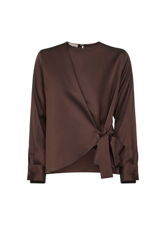 Coffee satin Cesta blouse