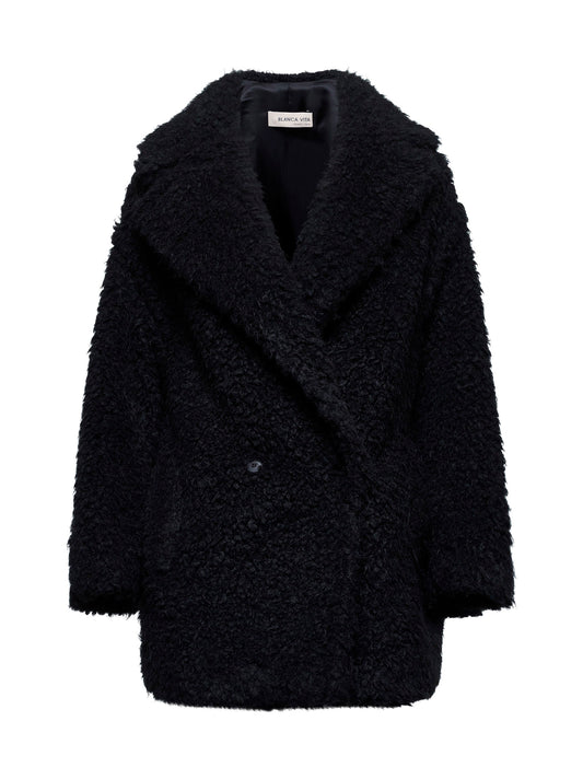 Black Chary short teddy coat