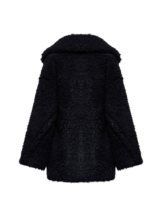 Black Chary short teddy coat