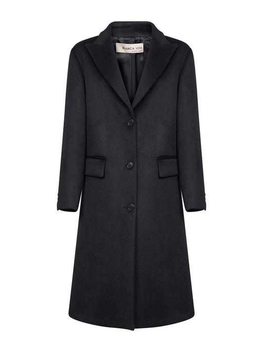 Cappotto monopetto Clojy in misto lana nera