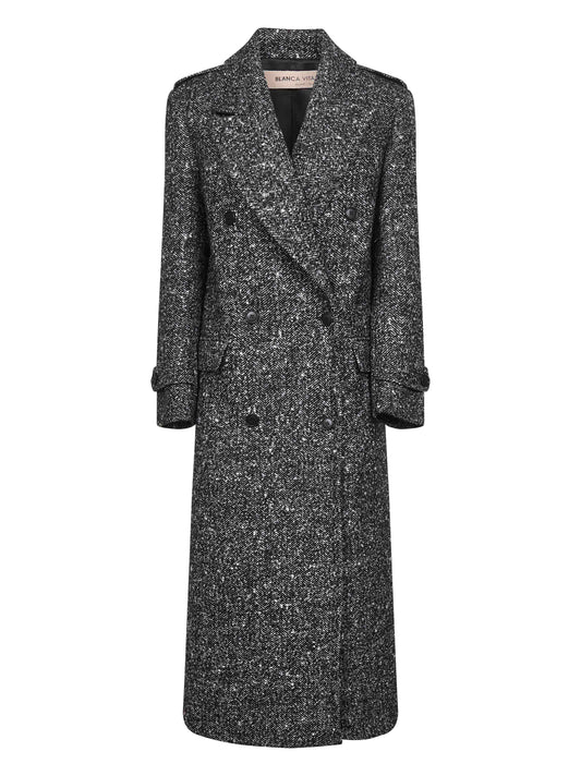 Cappotto doppiopetto Colle in chevron onice