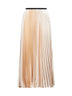 Beige satin pleated long skirt